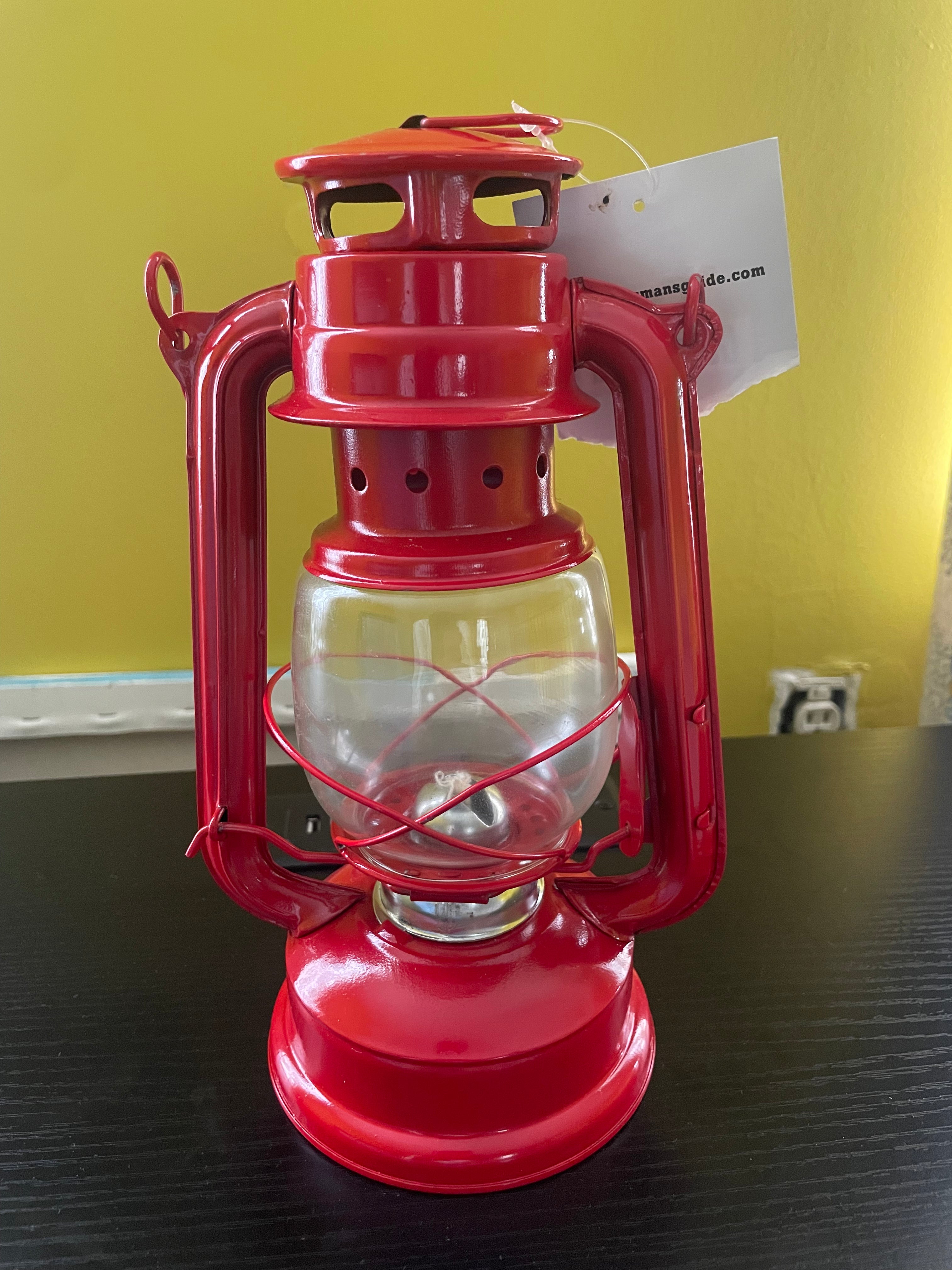 Antique Victorian Cranberry Duplex Glass Gas Lamp  & Metal Base 9”