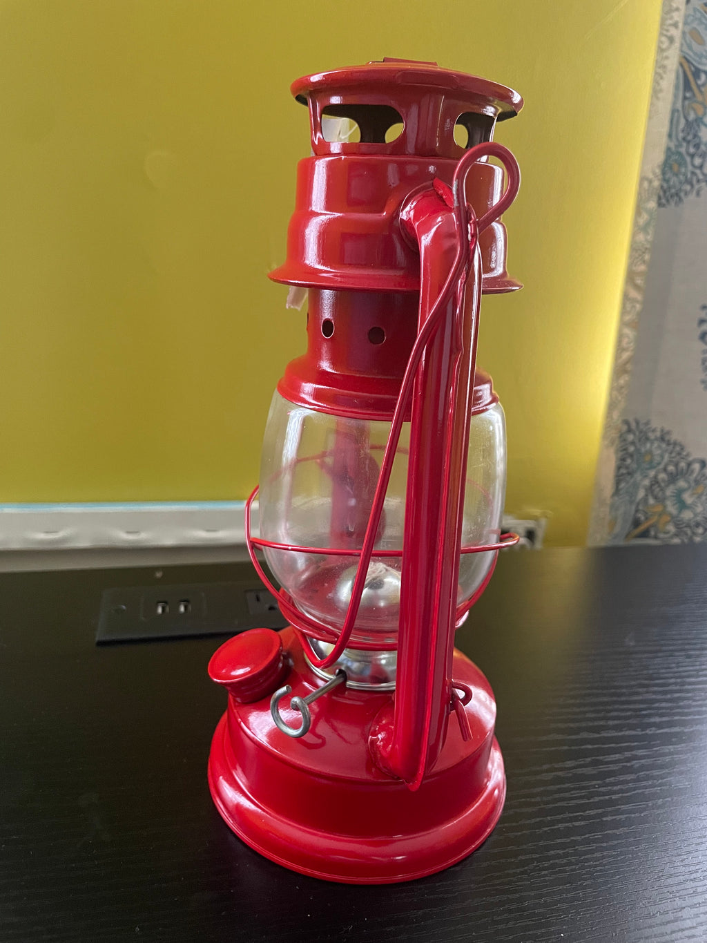 Antique Victorian Cranberry Duplex Glass Gas Lamp  & Metal Base 9”