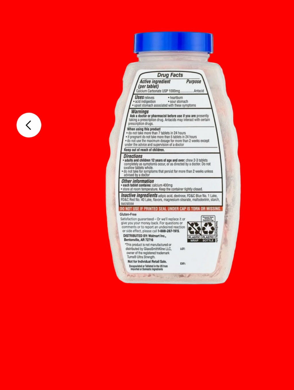 Value Pack 2 x Equate Ultra Strength Tropical Fruit Antacid Chewable Tablets 160