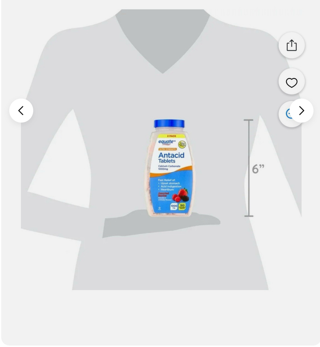 Value Pack 2 x Equate Ultra Strength Tropical Fruit Antacid Chewable Tablets 160